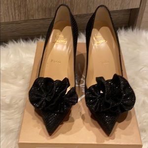 Christian Louboutin black glitter pumps 36.5